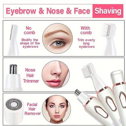 Wireless 4-in-1 Women's Grooming Device with 90 Min Runtime