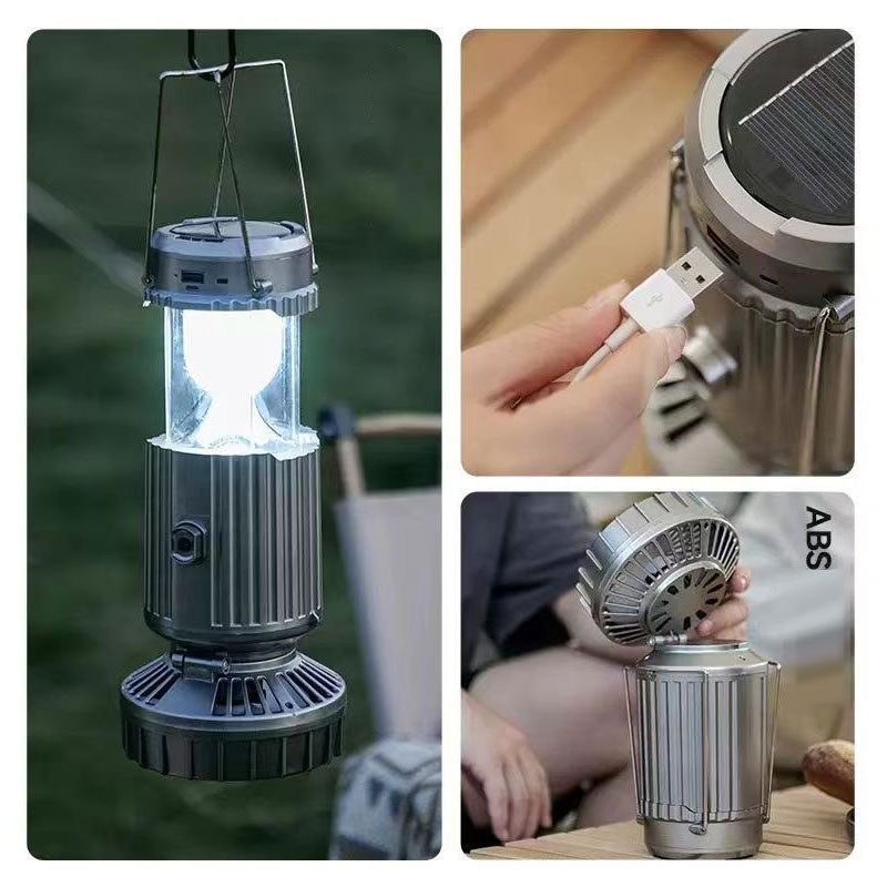 Portable Solar Light and Fan Combo for Outdoor Adventures