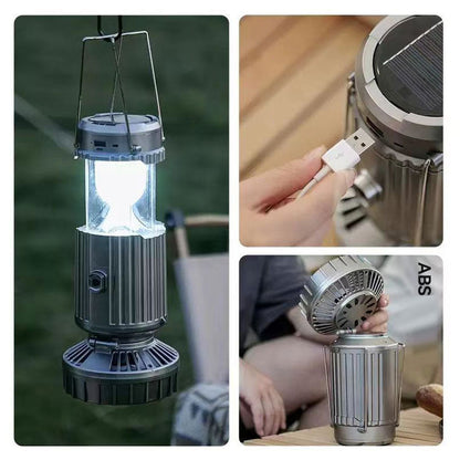 Portable Solar Light and Fan Combo for Outdoor Adventures
