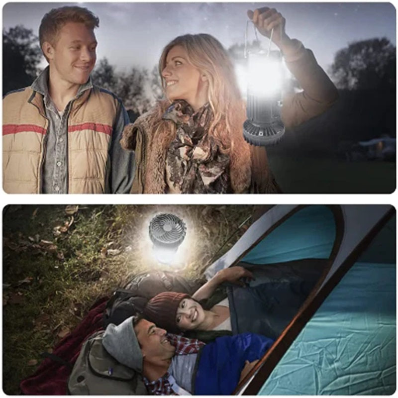 Portable Solar Light and Fan Combo for Outdoor Adventures