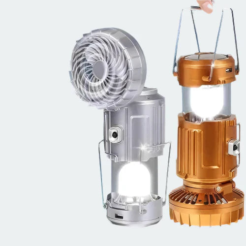 Stylish 6-in-1 LED Lantern - Portable, Rechargeable with Fan
