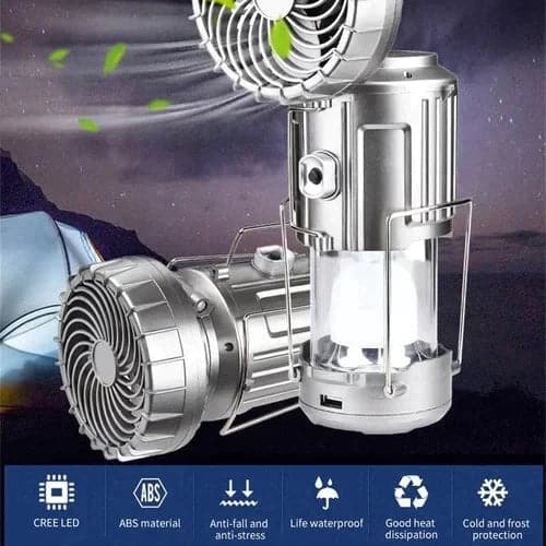 Stylish 6-in-1 LED Lantern - Portable, Rechargeable with Fan