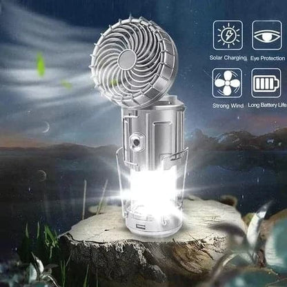 Stylish 6-in-1 LED Lantern - Portable, Rechargeable with Fan