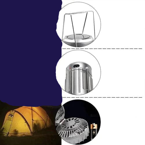 Stylish 6-in-1 LED Lantern - Portable, Rechargeable with Fan