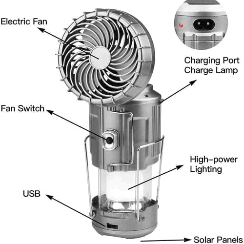 Stylish 6-in-1 LED Lantern - Portable, Rechargeable with Fan