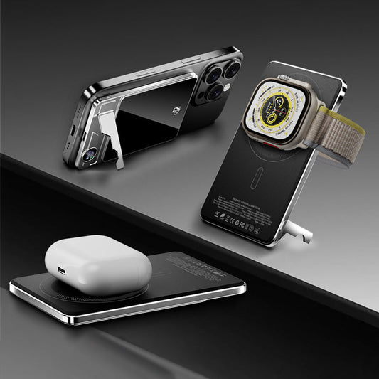 Dual-Mode Magnetic Power Bank with Built-in Stand for Convenient Charging