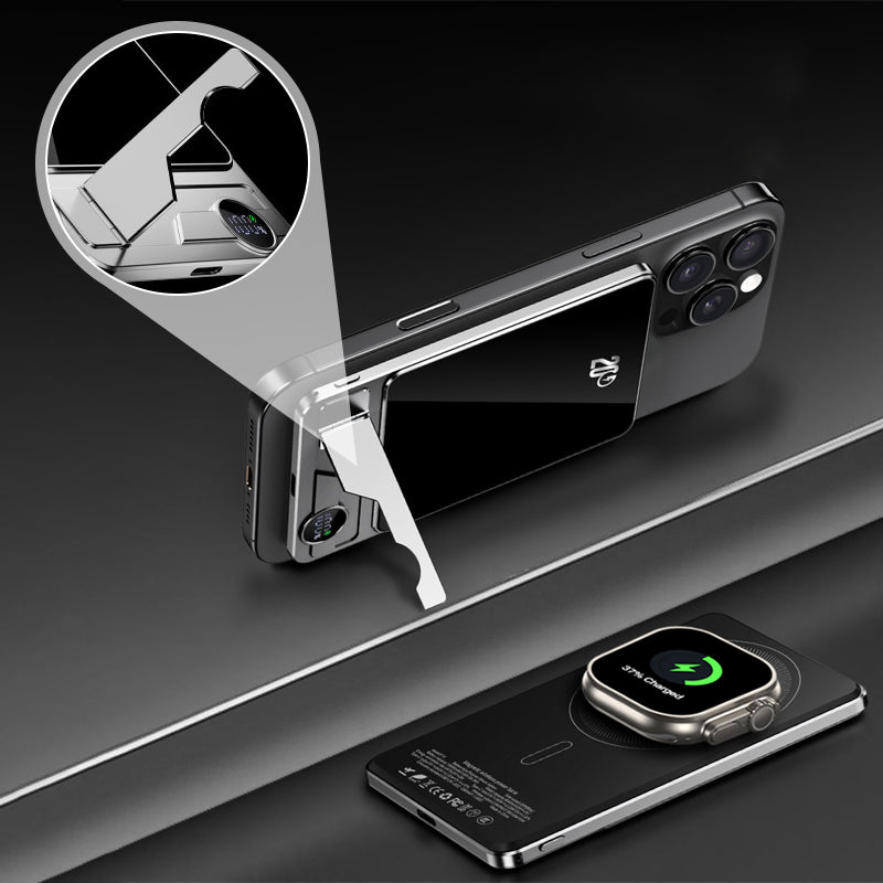 Dual-Mode Magnetic Power Bank with Built-in Stand for Convenient Charging