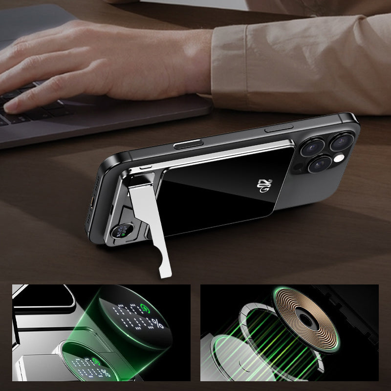 Dual-Mode Magnetic Power Bank with Built-in Stand for Convenient Charging