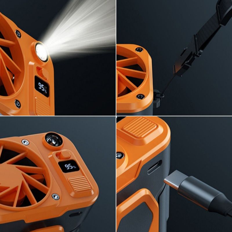 Portable Hands-Free Cooling Fan with Power Bank Functionality
