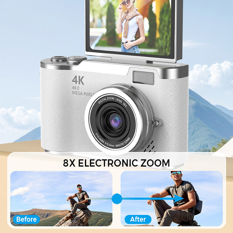4K HD Digital Camera with Flip-Screen Display