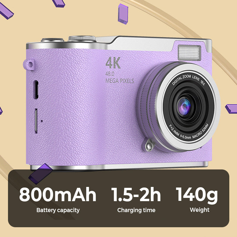 4K HD Digital Camera with Flip-Screen Display