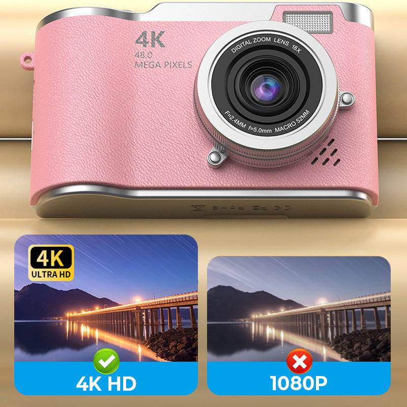 4K HD Digital Camera with Flip-Screen Display