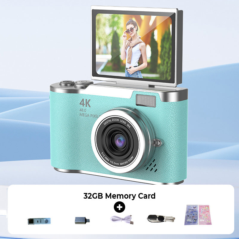 4K HD Digital Camera with Flip-Screen Display