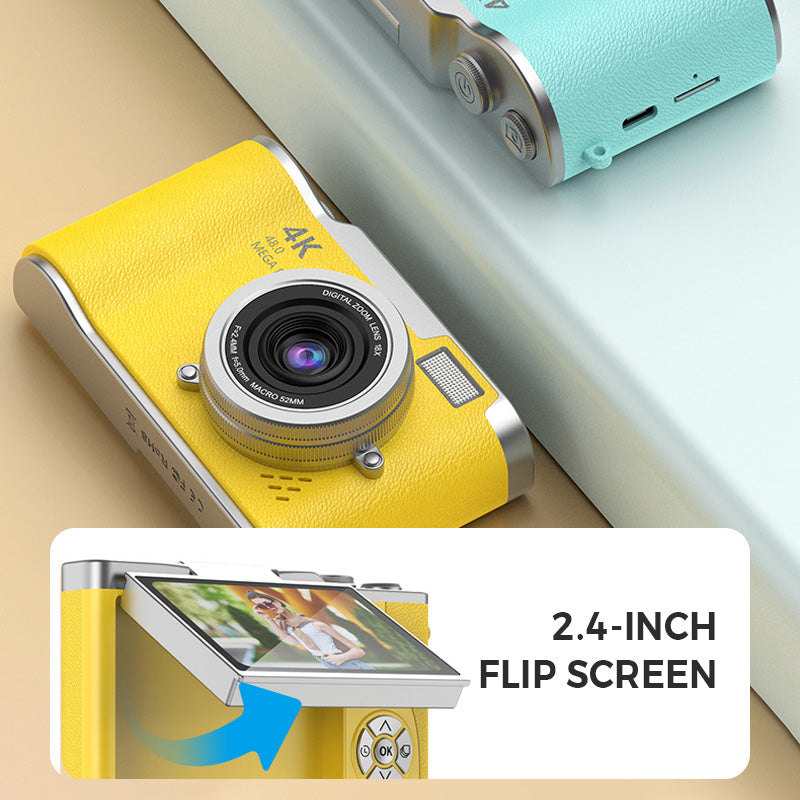 4K HD Digital Camera with Flip-Screen Display
