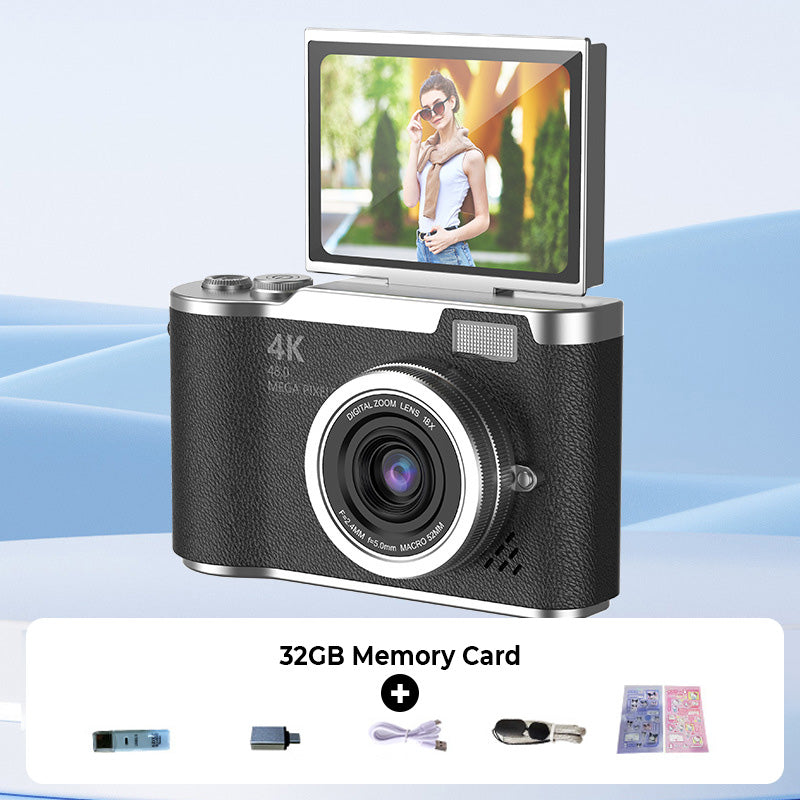 4K HD Digital Camera with Flip-Screen Display