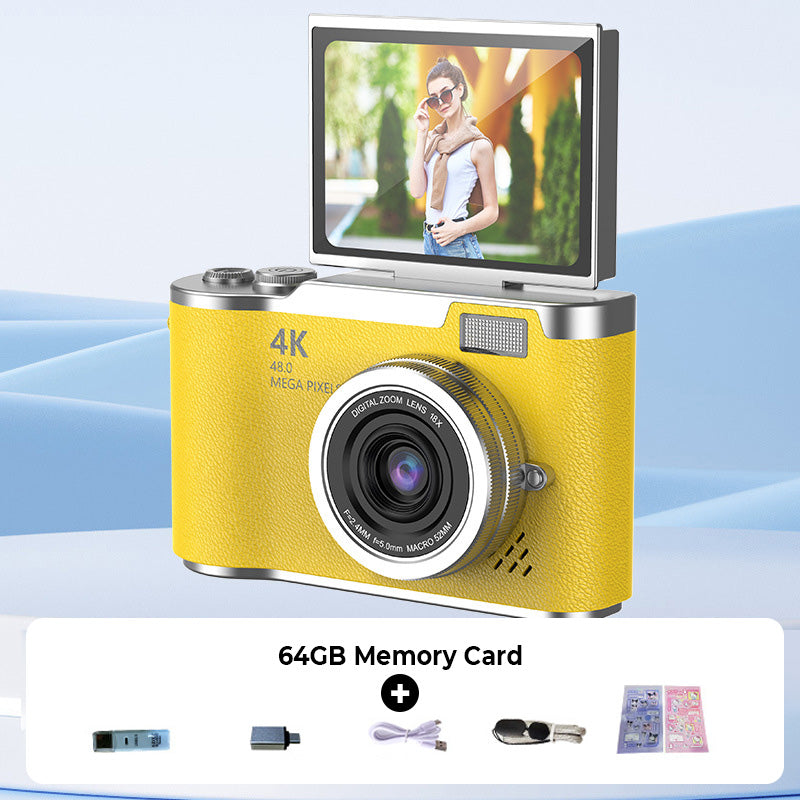 4K HD Digital Camera with Flip-Screen Display