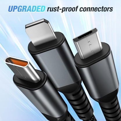 Versatile 3-in-1 Charging Cable with LED | 1.2m Length | Multi-Device Compatibility