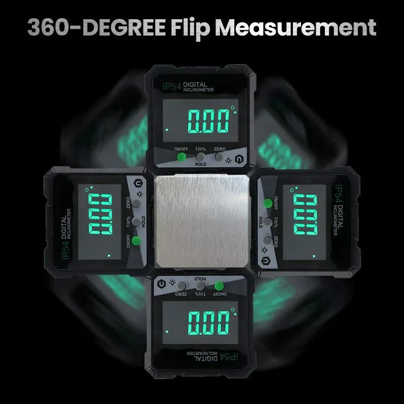 Precision Angle Finder with Laser & Magnetic Base | ±0.2° Accuracy | Rotating LCD Display | USB-C Rechargeable | IP54 Rated