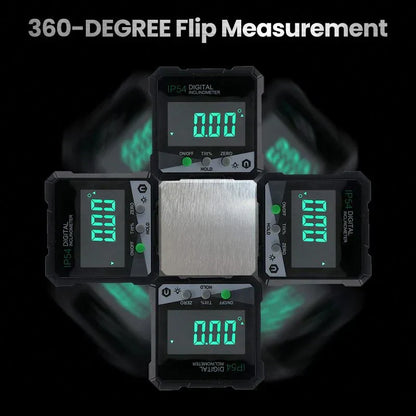 Precision Angle Finder with Laser & Magnetic Base | ±0.2° Accuracy | Rotating LCD Display | USB-C Rechargeable | IP54 Rated