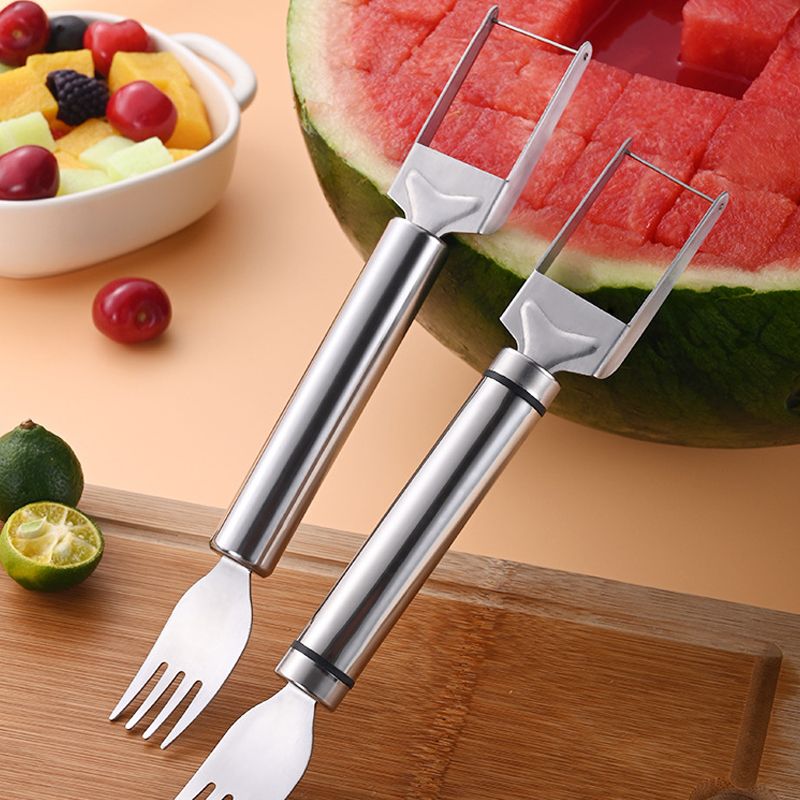 Stainless Steel 2-in-1 Watermelon Fork and Knife Set