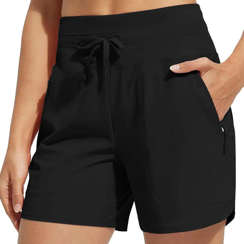 High-Waisted Quick-Dry Swim Shorts for Women