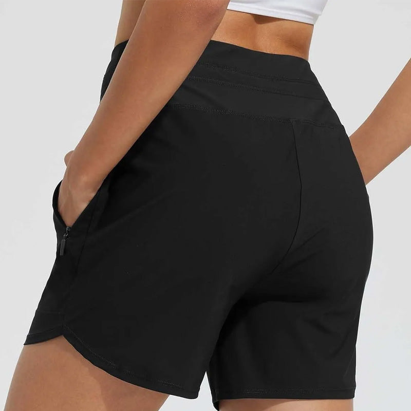 High-Waisted Quick-Dry Swim Shorts for Women