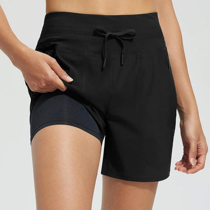 High-Waisted Quick-Dry Swim Shorts for Women