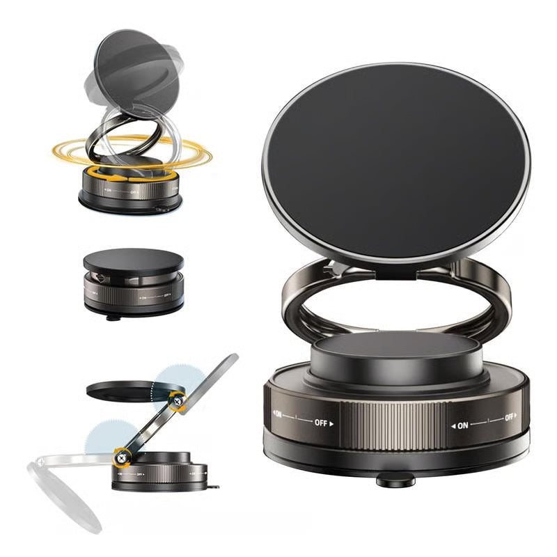 Phone Holder with Suction Base – 360-Degree Magnetic Mount