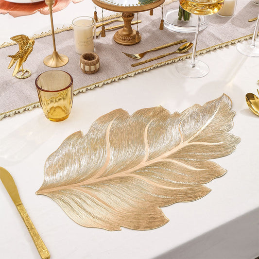 3D Elegant Table Mat in Gold Leaf – Luxury PVC Placemat