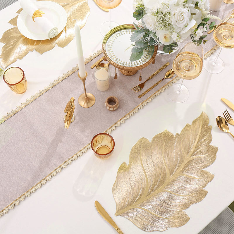 3D Elegant Table Mat in Gold Leaf – Luxury PVC Placemat