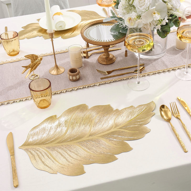 3D Elegant Table Mat in Gold Leaf – Luxury PVC Placemat