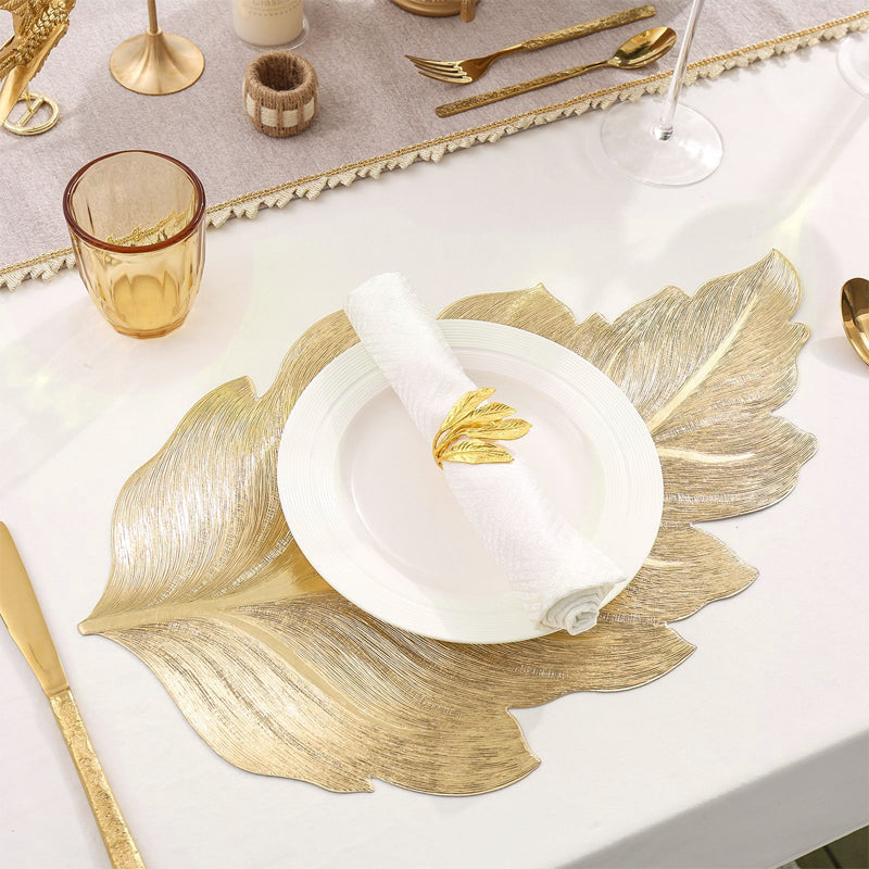3D Elegant Table Mat in Gold Leaf – Luxury PVC Placemat