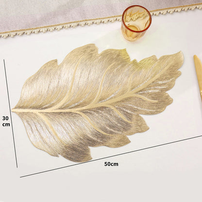 3D Elegant Table Mat in Gold Leaf – Luxury PVC Placemat