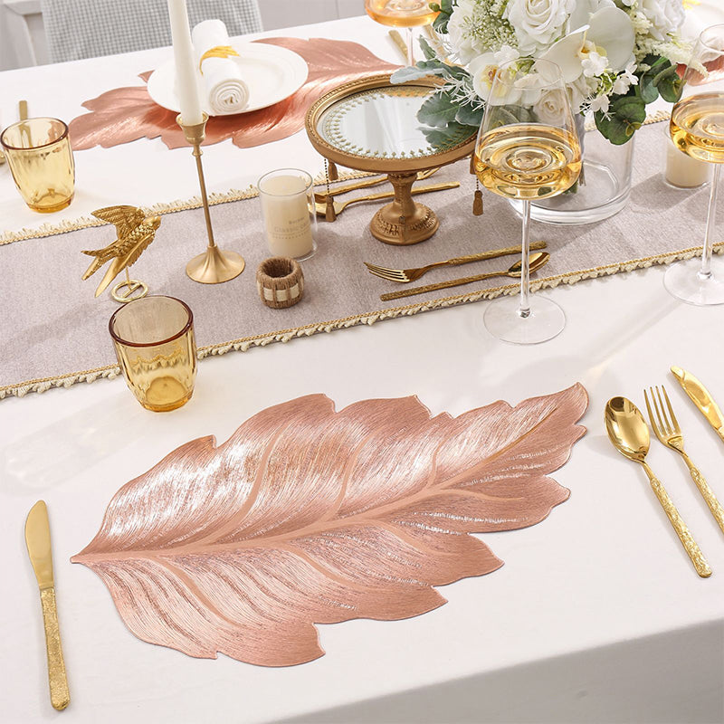 3D Elegant Table Mat in Gold Leaf – Luxury PVC Placemat