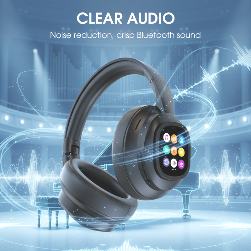Bluetooth Headphones with LCD Display, Voice Control, Noise Isolation for Music and Calls