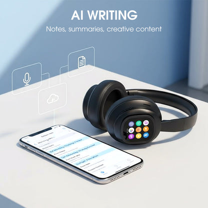 Bluetooth Headphones with LCD Display, Voice Control, Noise Isolation for Music and Calls