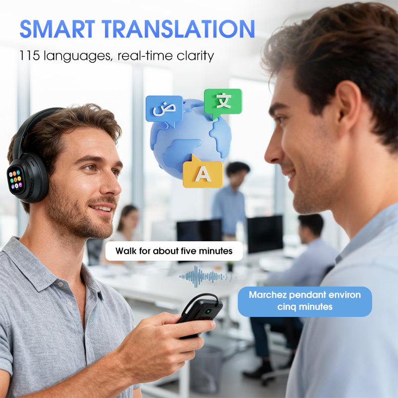 Bluetooth Headphones with LCD Display, Voice Control, Noise Isolation for Music and Calls