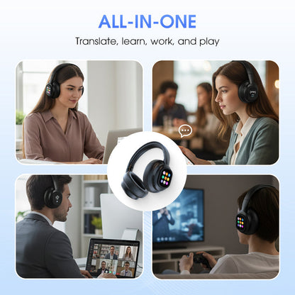 Bluetooth Headphones with LCD Display, Voice Control, Noise Isolation for Music and Calls