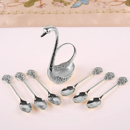 Elegant Swan-Shaped Spoons for Transforming Coffee Moments