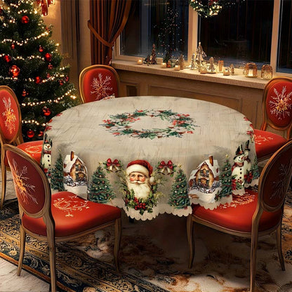 Festive Table Runner Featuring Reindeer and Snowmen – Sturdy Polyester
