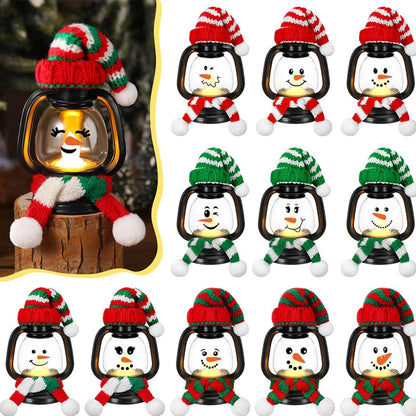 Mini Snowman Lantern Christmas Decoration with Hats and Scarves