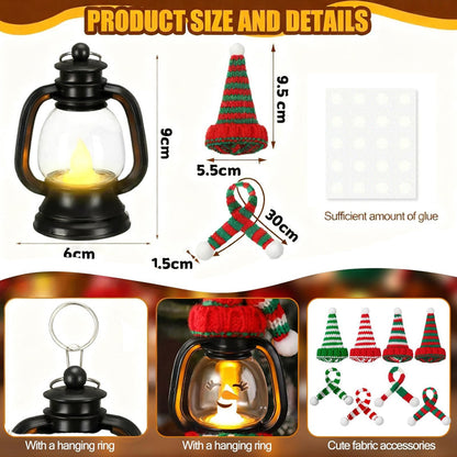 Mini Snowman Lantern Christmas Decoration with Hats and Scarves