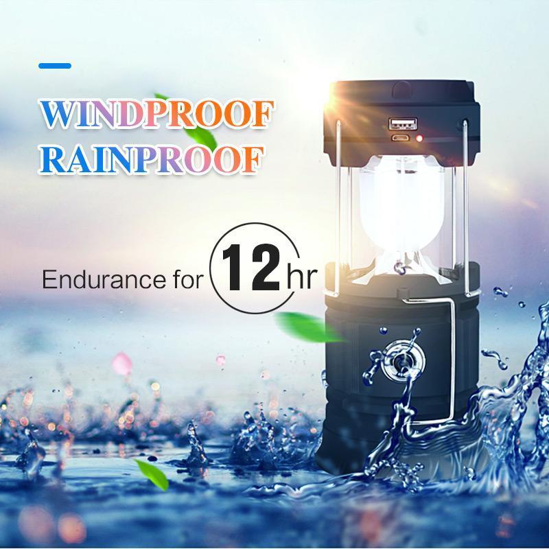 LED Camping Lantern with Flickering Flame - 3 Functions
