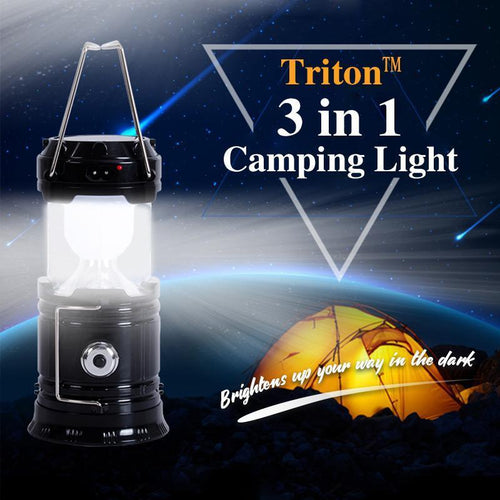 LED Camping Lantern with Flickering Flame - 3 Functions