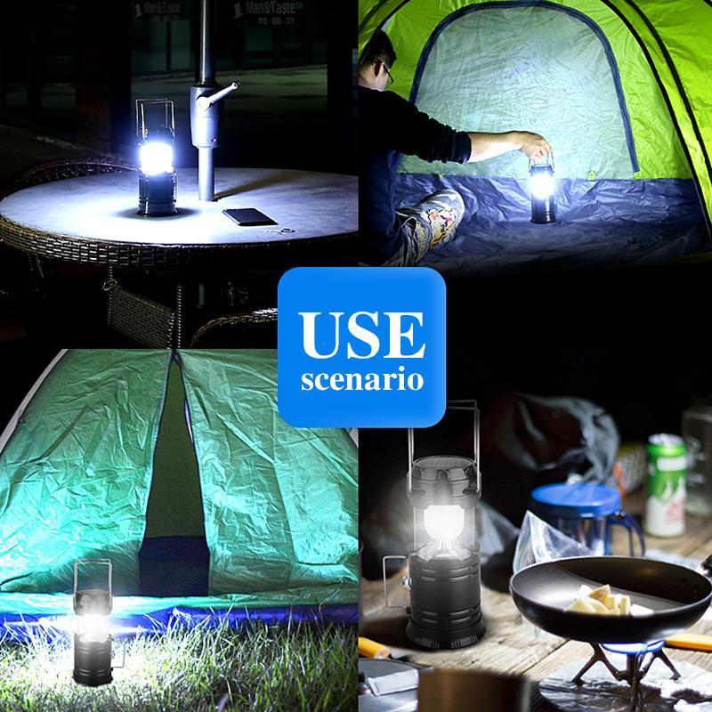 LED Camping Lantern with Flickering Flame - 3 Functions