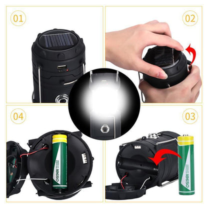 LED Camping Lantern with Flickering Flame - 3 Functions