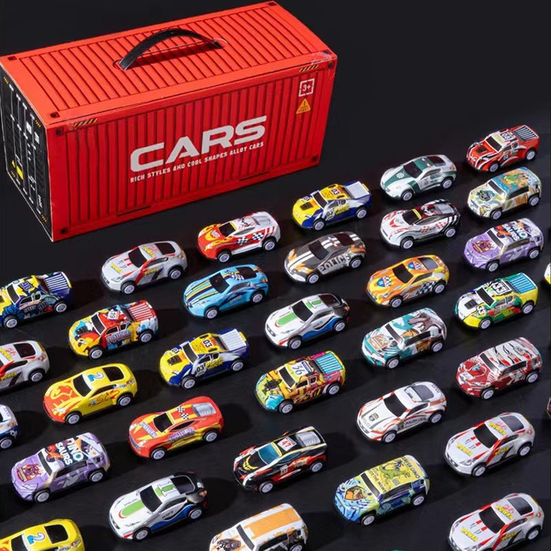 Mini Retro Car Set with 48 Vehicles and Built-in Garage for Kids