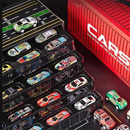 Mini Retro Car Set with 48 Vehicles and Built-in Garage for Kids