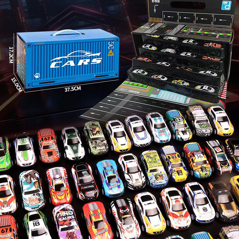Mini Retro Car Set with 48 Vehicles and Built-in Garage for Kids