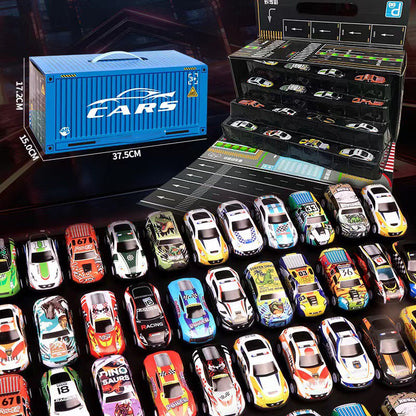 Mini Retro Car Set with 48 Vehicles and Built-in Garage for Kids